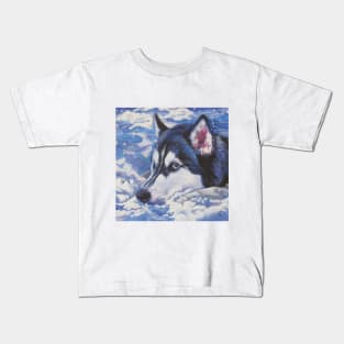 Siberian Husky Fine Art Painting Kids T-Shirt